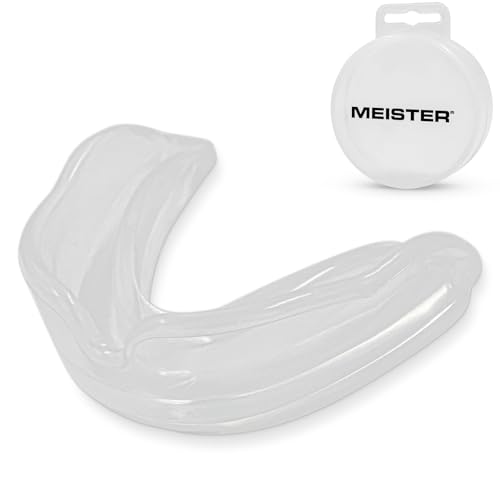 Meister Moldable Single Mouth Guard w/Case - Clear | Custom-molded boil-and-bite fit, upper-teeth coverage for MMA, boxing, sparring and contact sports - color: Clear
