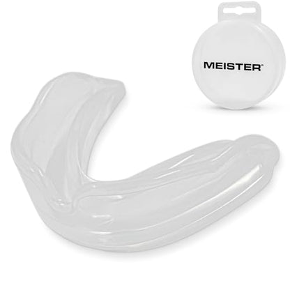Meister Moldable Single Mouth Guard w/Case - Clear | Custom-molded boil-and-bite fit, upper-teeth coverage for MMA, boxing, sparring and contact sports - color: Clear