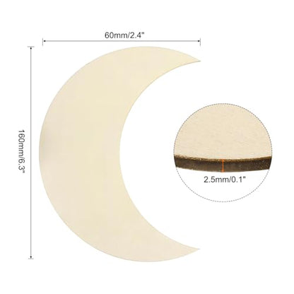 PATIKIL 6.3"x2.4" Wooden Moon, 10 Pack Unfinished Wood Moon Blank Wooden Cutouts Ornaments Natural Wood Pieces for Christmas Party Craft Projects - size: 6.3"x2.4"