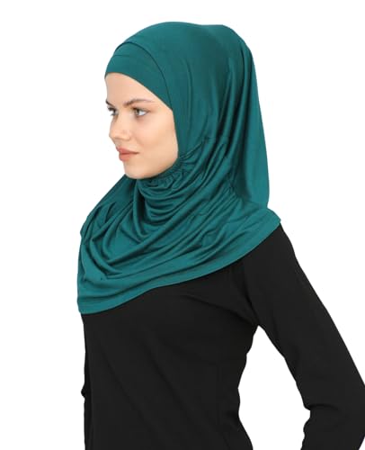 Prien Chic Ready To Wear Hijab For Women, Muslim Long Turban Undercap Set, Instant Scarf, Prayer Clothes For Girls, Abaya - color: Emerald