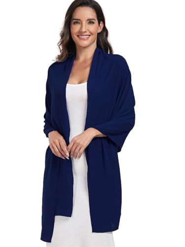 Chiffon Shawl and Wraps for Women Warm Scarves Wedding Evening Bridal Scarfs Pashmina Shawls - color: Navy