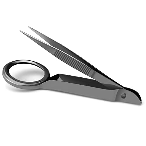 Splinter Forceps - Fine Point - Tweezers Stainless Steel Straight & Curved (Forign Object 4 pcs set) - size: Forign Object 4 pcs set