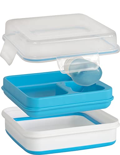 COOL GEAR 2-Pack Large Expandable To-Go Salad Kit Lunch Containers - Square - 52 oz Bowl with 3 Compartments for Toppings and Salad Dressing Bottle | Bento Meal Prep