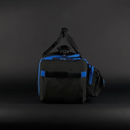 WOLFpak 30L Hardshell Tactical Duffle Bag (Blue Wolf) 1000D Waterproof | 180° Full Opening, Hard Shell Base, Shoe Compartment, Dual Cup Holders, Trolley Sleeve, YKK® Zippers - color: Blue