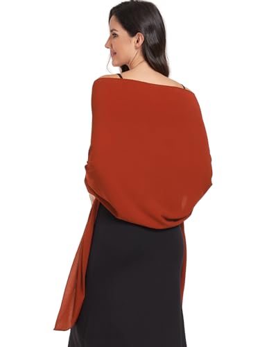 Chiffon Shawl and Wraps for Women Warm Scarves Wedding Evening Bridal Scarfs Pashmina Shawls - color: Caramel