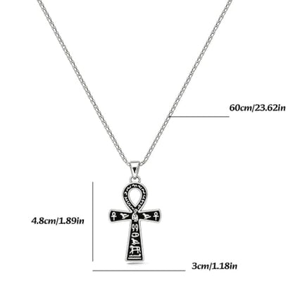 Ankh Cross Pendant Ancient Egyptian Hieroglyphic Symbol of Health and Eternal Life Men Cross Necklace with Tiger Eye Stone Obsidian Hematite Triple Protection Crystal Beads Chain - color: style 2