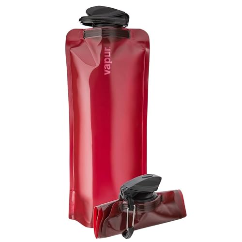 Vapur Collapsible Water Bottle with Carabiner - 34oz (1L), Burgundy - Flexible and Lightweight Water Bottle for Travel, Concert, Hiking, and Outdoor Adventures - BPA-Free, Dishwasher-Safe, Freezable - color: Burgundy