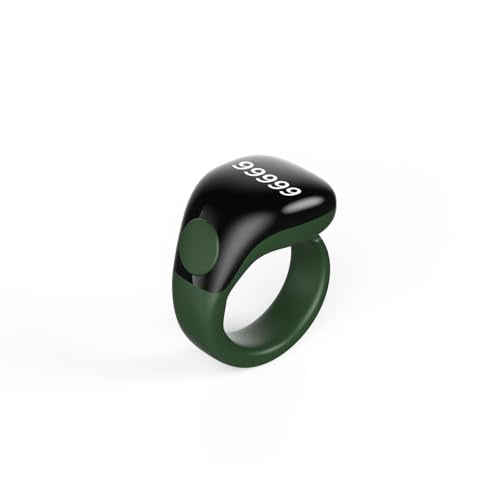 Smart Tasbih Zikr Ring,Adjustable(18/20/22mm) Muslim Digital Azan Alarm Clock Counter,APP Support Digital Counter Prayer Reminder Rings, Waterproof 5 Digit Finger Counter for Muslims(Green)