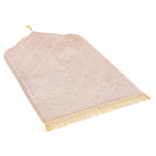 JE JOUE Prayer Rug Muslim Mat Islamic - Thickening Sponge Muslim Rug for Men Women Eid Travel Ramadan, Soft Luxury Great for Knees and Forehead （Camel） - color: Camel