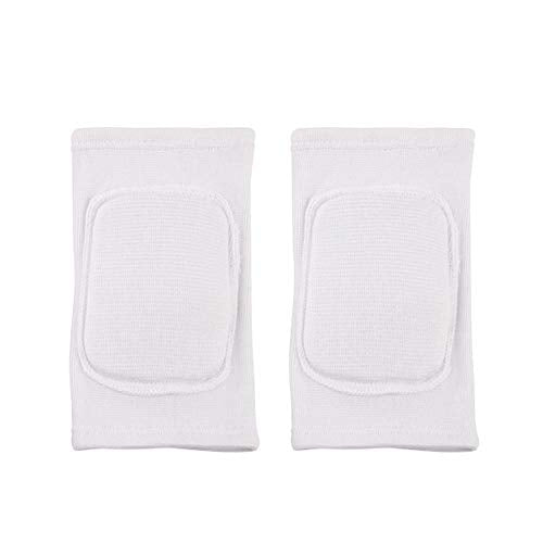 Kids Volleyball Kneepad Soft with Sponge 1 Pair, Knee Sleeve for Adult Youth Pole Dance Cycling Soccer Roller Skating-Elbow Support Work Gym Yoga Golf Leg Protector Auto Mechanic-Black(White, L)