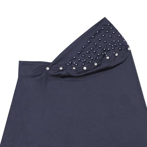 Suillty Women's Pearls Muslim Islam Instant Hijab Scarf Soft Turkish Headwear Jersey Headscarf Shawl Wrap - color: Light Purple