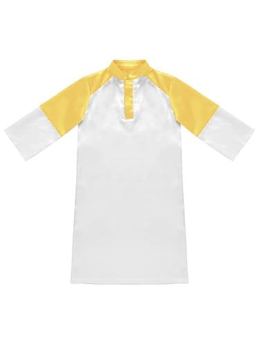 FEESHOW Little Boys Arabic Muslim Thobe Toddler Baby Kaftan Robe Islamic Traditional Festival Party Wear - color: Yellow, size: 3-6 Months