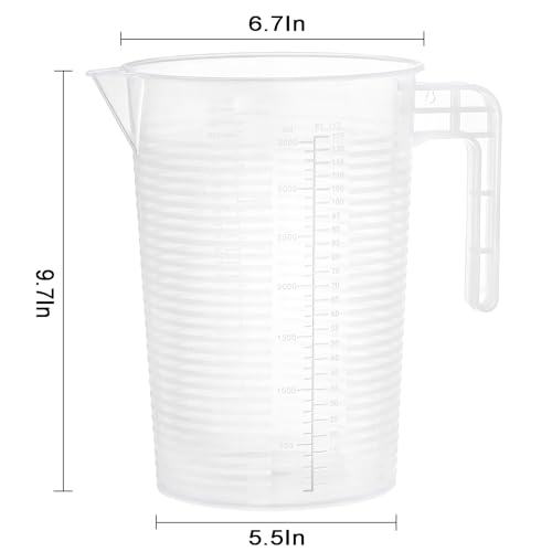WUWEOT 2 Pack 125oz Measure Pitcher, Large Plastic Mixing Pitcher, US Conversion Chart, Food Grade Graduated Measuring Cup for Lawn Pool Chemicals Home Hobbies Motor Oil Fluids Cooking