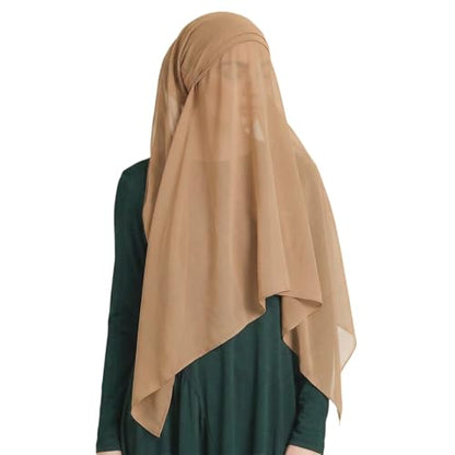 Yeieeo Instant Chiffon Hijab with Undercap (Tube or Bandage Cap), Breathable, no sweat buildup,Solid Chiffon Head Wraps - color: Dark Nude