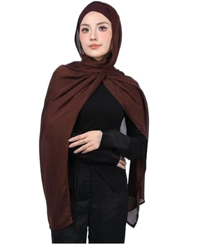 Modal Cotton Hijab Scarf for Women with Undercap Set - color: Coffee Brown