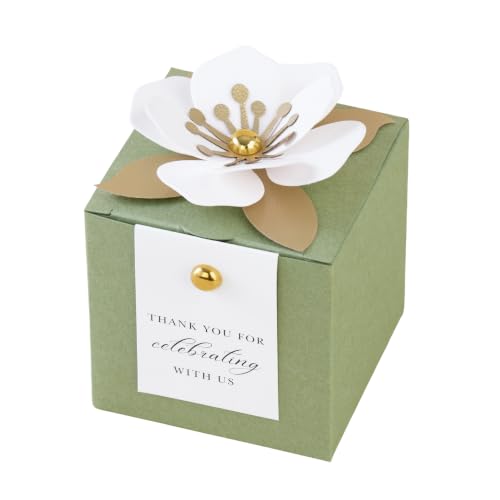 FEIYI 20 PCS 2.55” Party Favor Boxes，Sage Green Wedding Candy Gift Boxes - color: Sage Green