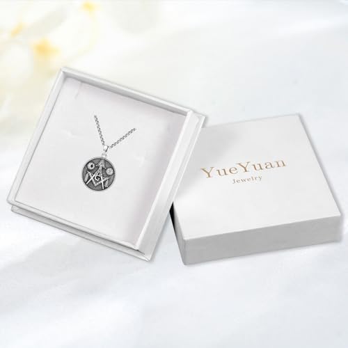 Coexist Necklace 925 Sterling Silver Yin Yang/Star of David Pendant World Religions Harmony Necklace Religion Jewelry Gift for Men - style: Masonic