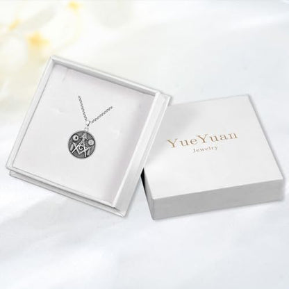 Coexist Necklace 925 Sterling Silver Yin Yang/Star of David Pendant World Religions Harmony Necklace Religion Jewelry Gift for Men - style: Masonic