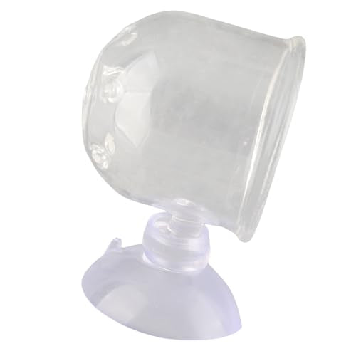 Aquarium Feeding Cup Fish Feeder Glass Acrylic Suction Cup Container for Freshwater Saltwater Tanks with Premium Suction Red Live Food Feeder (Glass Perforated (Suitable for nematodes)) - size: Glass perforated cup (suitable for nematodes)