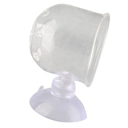 Aquarium Feeding Cup Fish Feeder Glass Acrylic Suction Cup Container for Freshwater Saltwater Tanks with Premium Suction Red Live Food Feeder (Glass Perforated (Suitable for nematodes)) - size: Glass perforated cup (suitable for nematodes)
