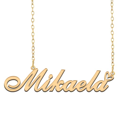 Custom Pendant Name Necklace Customized Personalized Plated Name Necklace for Mother Daughter Christmas New Year Birthday Valentine's Day - style: Mikaela Gold-1