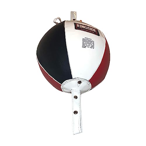 Ringside Leather Boxing Double End Bag - Speed & Reflex Punching Target with Bungee Cables for MMA, Muay Thai, and Striking Accuracy - size: 9"
