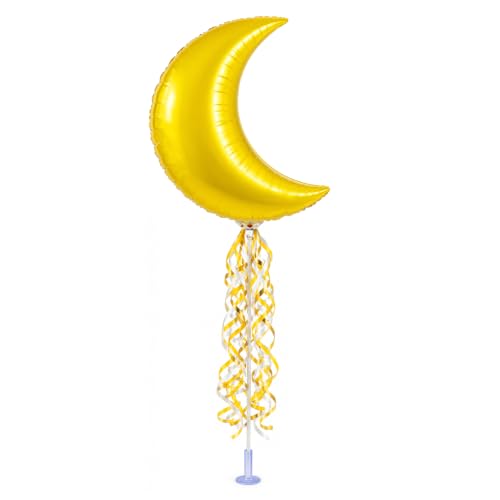PMU 9 Inch Large Crescent Moon Shape Foil Balloon Helium Balloon for Ramadan Eid Baby Shower Wedding Birthday Party Decor Yellow - color: Yellow, size: Pkg of 1