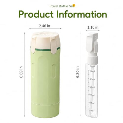 4-in-1 Detachable Travel Dispenser Bottles Set Foldable Pump Leak-Proof, Carry-On Compliant 30ml/1OZ Refillable Containers for Shampoo Lotion Body Wash with Protective Case - color: Green