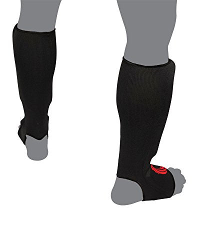 Sustain Shin Guard, Elastic Cloth Shin & Instep Padded Guards for Muay Thai Training, Sparring, MMA, Protective Kickboxing (Pair) - size: XX-Large