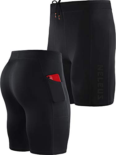 NELEUS Men's 3 Pack Running Compression Shorts with Pockets - color: 6072 Black/Black/Black,3 Pack, size: X-Large