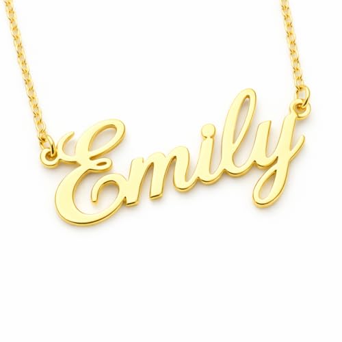 Personalized Gold Name Necklace for Women, Custom Script Necklace