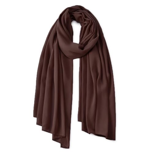 Yeieeo Chiffon Head Wraps for Women - Solid Color Fashion Bubble Chiffon Scarf Hijab - color: Coffee