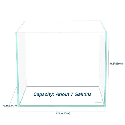 Allcolor Artisan Grade Ultra Clear Rimless Aquarium Tank (7Gal) | Low Iron Glass Fish Tank for Professional Aquascaping and Planted Layouts, 6-60 Gallons (7Gal - Top Glass Canopy) - size: 7Gal 11.8"L×11.8"W×11.8"H