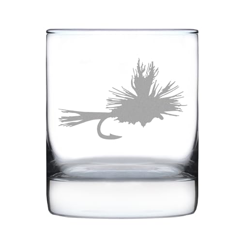 Fly Fishing - Whiskey Rocks Glass - Unique Flyfishing Themed Gifts for Fishermen - 10.25 Ounce - style: Set of 1