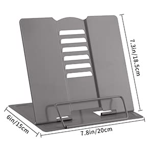 MSDADA Desk Book Stand Metal Reading Rest Book Holder Angle Adjustable Stand Document Holder Portable Sturdy Lightweight Bookstands-Textbooks Tablet Music Books Cook Recipe (Grey) - color: Grey