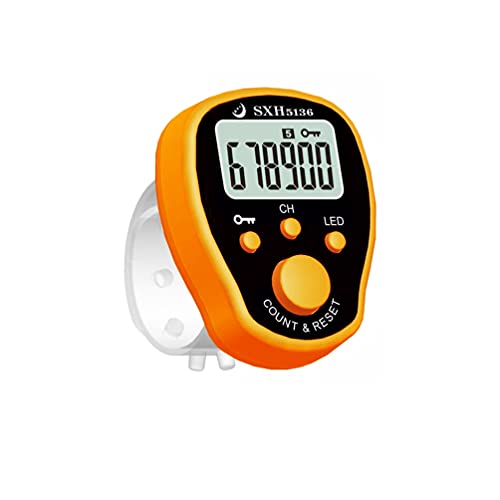 Tally Counter-Finger Counter -Tally Tasbih-Finger Lap Tally Counter,Tally Digital Mini pace Ring, Manual 6 Digital LCD, 5 Channels, auto Off clicker for People Counting, Traffic (Orange)