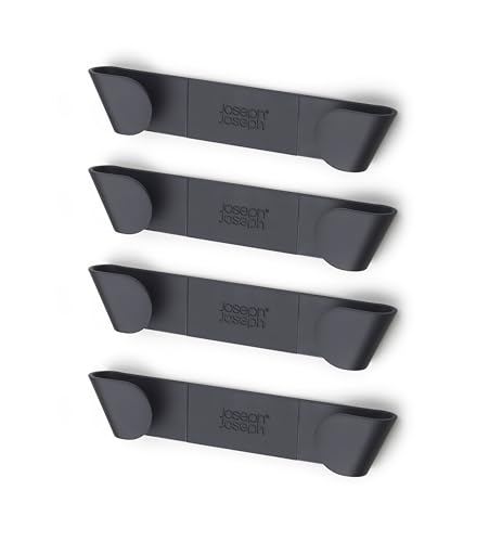 Joseph Joseph Cupboard Store - Set of 4 Pot and Pan Lid Holders Self Adhesive Wall Mount Storage Organizer, Suitable for Lids Up to 9 in , 3M VHB Tape Included, Gray