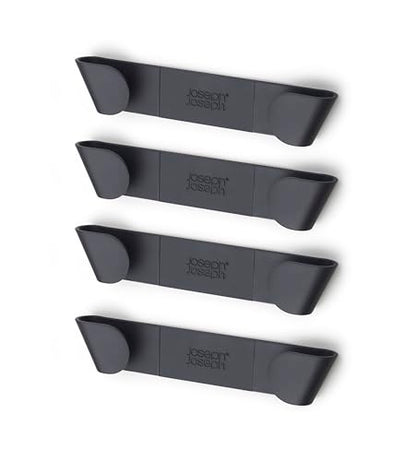 Joseph Joseph Cupboard Store - Set of 4 Pot and Pan Lid Holders Self Adhesive Wall Mount Storage Organizer, Suitable for Lids Up to 9 in , 3M VHB Tape Included, Gray