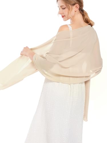 Shawls and Wraps Soft Chiffon Scarve Scarf For Evening Party Dresses Wedding Stole - color: Champagne1