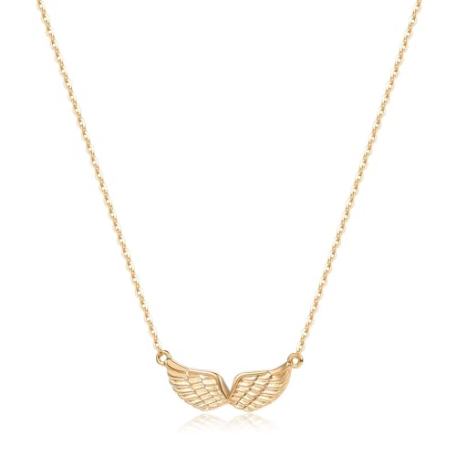 Dremmy Studios Cross Pendant Necklace for Women 14K Gold Plated Cubic Zirconia Evil Eye Butterfly Angel Wing Disc Coin Necklace Minimalist Religious Faith Jewelry Gift for Women - color: Animal-Wing