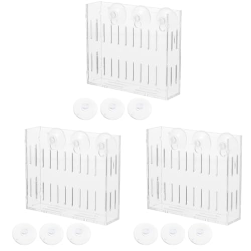 Aquarium Water Grass Holder Clear Acrylic Aquatic Plant Cup with Suction Cups 3.93 X 3.34 X 2.95 in Fish Tank Frame for Live Plants Corals Safe Plant Baskets Aquarium - color: Transparentx3pcs, size: 2.5X10X8.5CMx3pcs