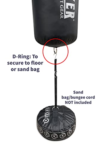 Muay Thai Punching Bag 6ft 150lbs Unfilled Made in USA - color: Black/Red, size: With Bottom D-Ring