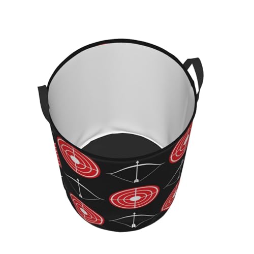 Archery Pattern Red Target And Shootings Bow X Round Waterproof Oxford Cloth Laundry Basket Multi-Purpose Storage Basket Toys Books Clothes Storage Basket - color: Black 7