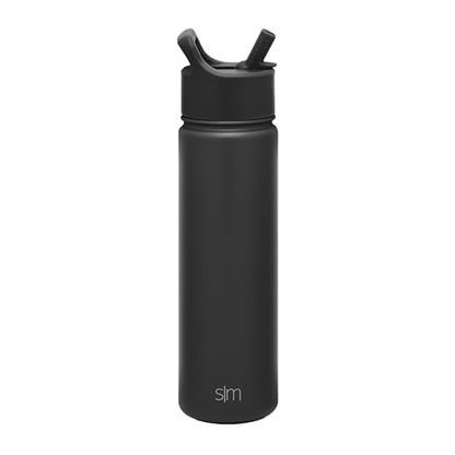 Simple Modern Insulated Water Bottle with Straw | 22oz | Black - color: - Midnight Black, style: 22oz