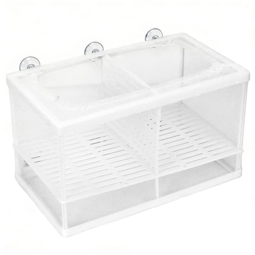 Aquarium Breeder Box with Suction Cups Partition Design Detachable Isolation Hatchery for Fish Fry Tank Breeding(L with Partition) - size: L (with Partition)