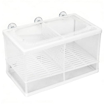 Aquarium Breeder Box with Suction Cups Partition Design Detachable Isolation Hatchery for Fish Fry Tank Breeding(L with Partition) - size: L (with Partition)