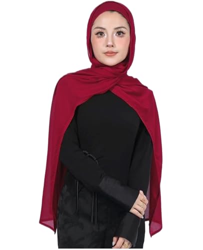 Modal Cotton Hijab Scarf for Women with Undercap Set - color: Fresh Burgundy