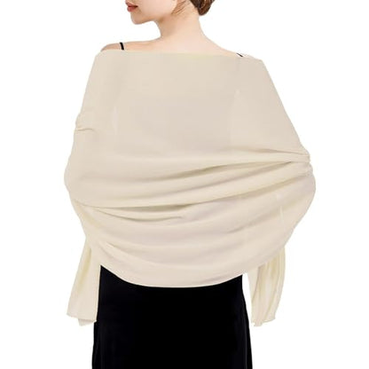 Chiffon Shawls and Wraps - Lightweight Scarve for Women Evening Dresses Wedding Bridal Formal Party - color: F1-pale Champagne