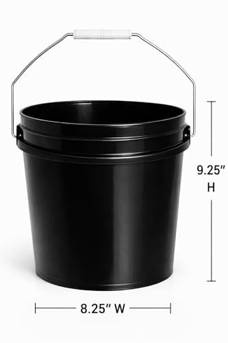 2-Gallon Bucket with Airtight Lid – Made in USA, Food Grade BPA Free Plastic, Heavy Duty Multi-Use, Metal Handle with Grip, Stackable Storage – Black, 6 Pack - color: 2 Gallon - Black, size: 6