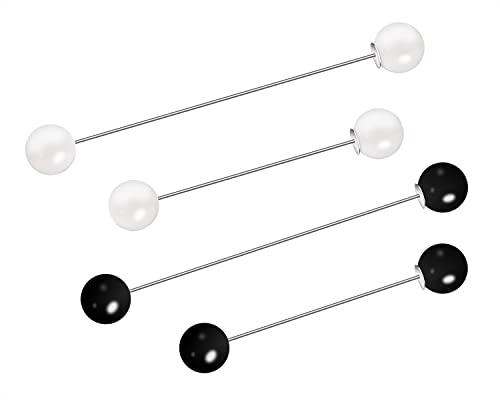 Pearl Brooches Pins Penta Angel 4 Pieces Sweater Shawl Clip Clasp Faux Pearl Safety Pins for Women Shirts Blouse Cinch Dresses Cardigan Collar Pants (Black and White) - color: Black and White